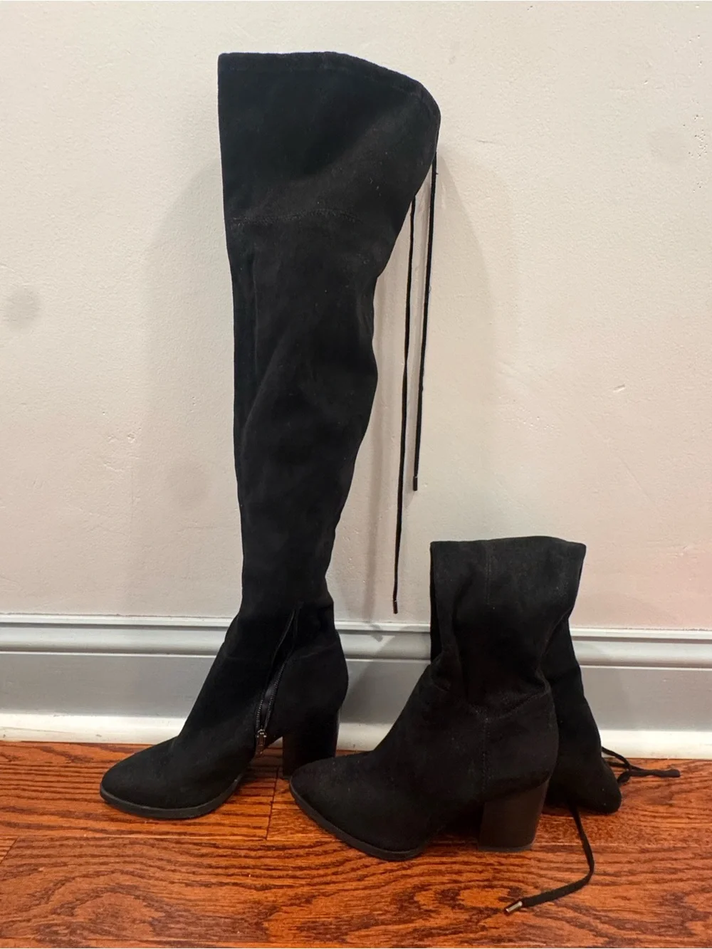 Marc Fisher Black Suede Over-the-Knee Pointed Boots